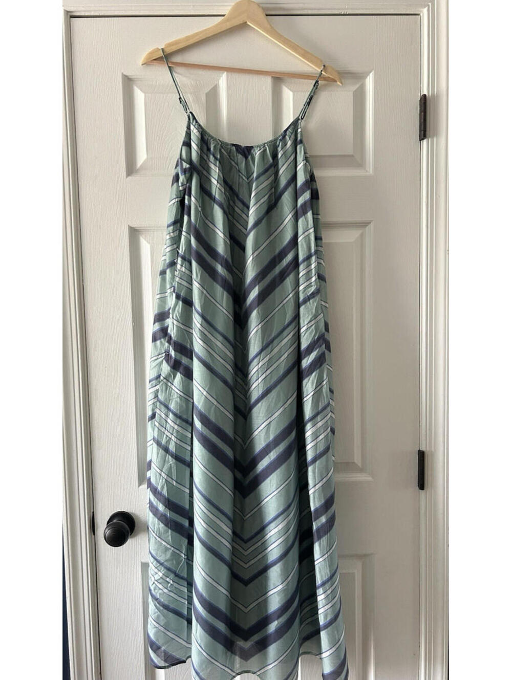 Banana Republic Striped Blue Organza Maxi Sun Dress Size Medium